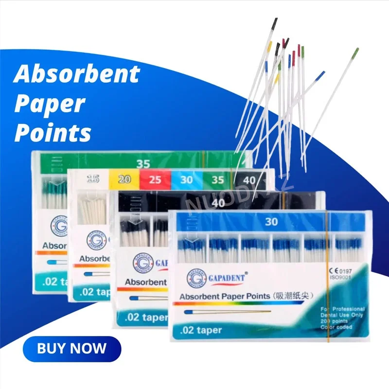 5 Packs Dental Absorbent Paper Points 15-40# 02 04 06 Taper Root Cancel Endodontics Cotton Fiber Tips Dentistry Dental Materials