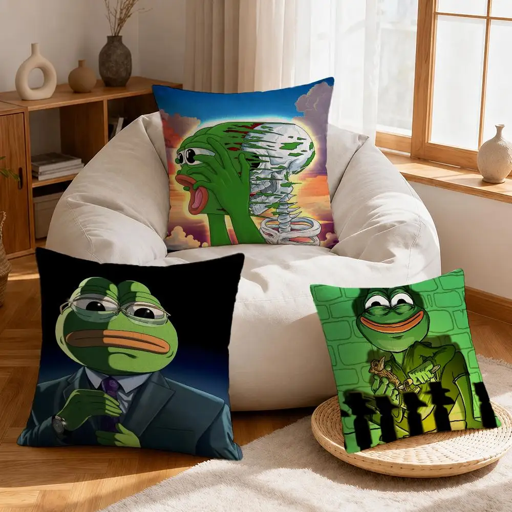 Meme Pepe the Frog Cushion Cover Linen Anti-Mite Antibacterial Cushion Cover Invisible Zipper Sofa Decor