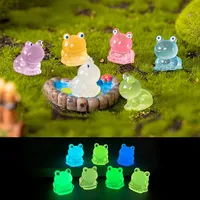 Resin Mini Frog Glowing In The Dark Luminous Frogs Figurines Miniature for Fairy Garden Dollhouse Micro Landscape Decoration