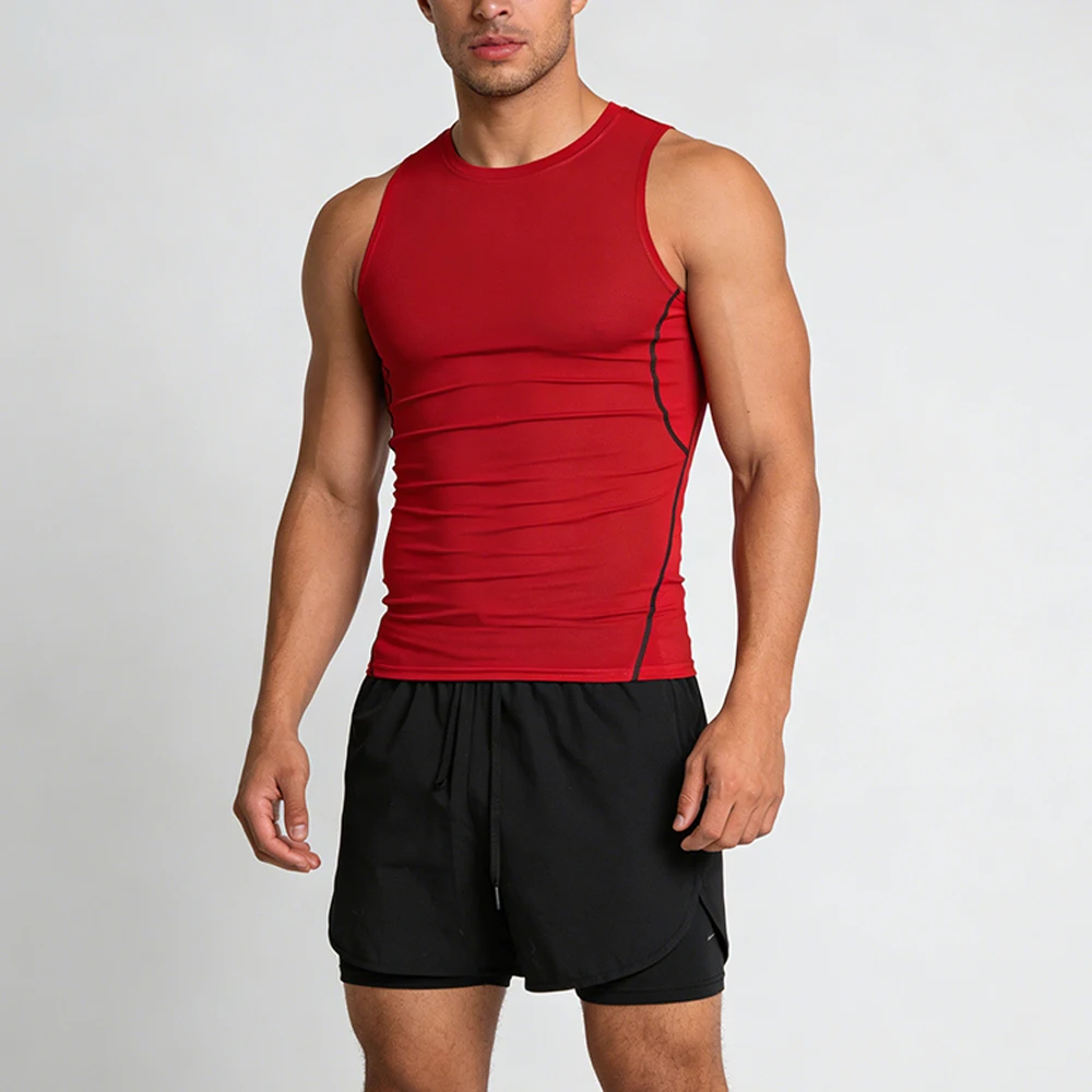 

Summer Men's 2 Piece Quick Dry Sports Set Compression Sleeveless Top and Workout Shorts with Hidden Phone Pocket and Towel Loop