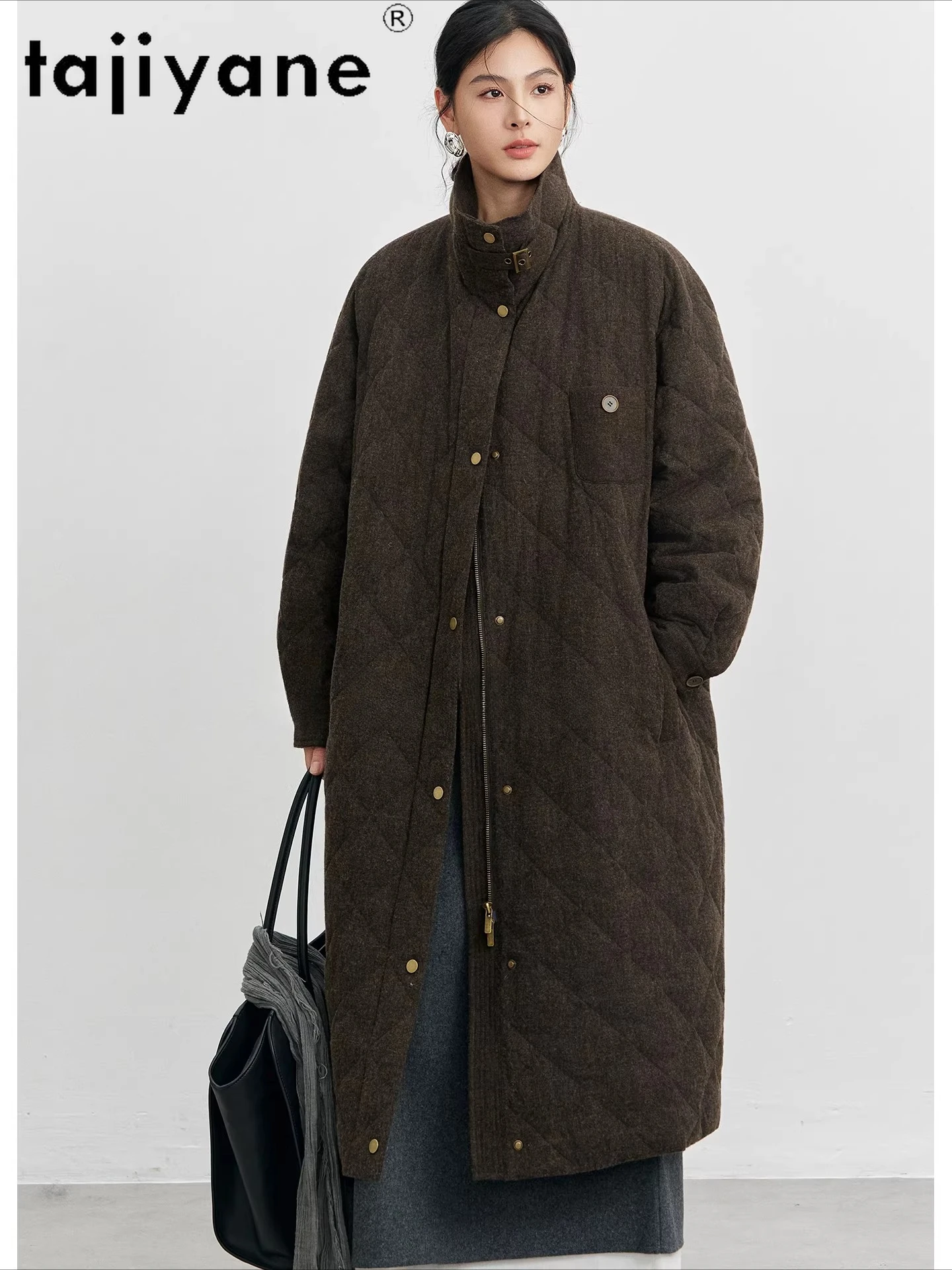 TAJIYANE 90% أوزة أسفل سترة امرأة طويلة فاخرة معطف دافئ السيدات سترة منفوخة 2025 ملابس الشتاء النساءюхоvikк نسائيخيخي