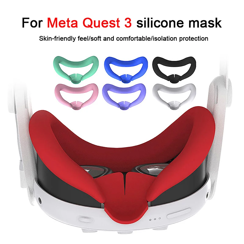 Silicone VR Face Mask Lightproof VR Facial Interface Sweatproof Face Cover Pad Washable Replacement For Meta Quest 3 Accessories