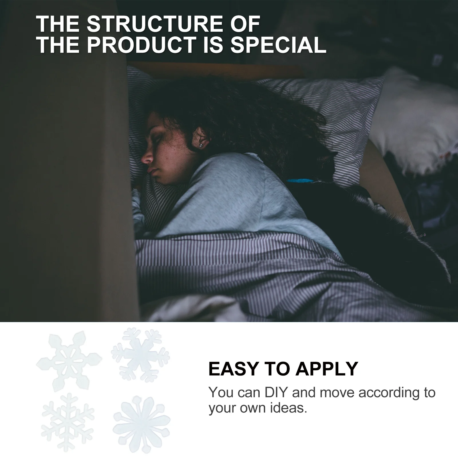 

200Pcs Fluorescent Snowflake Glow Stickers Luminous Plastic Wall Decals for Bedroom Room Nursery Indoor Decorations