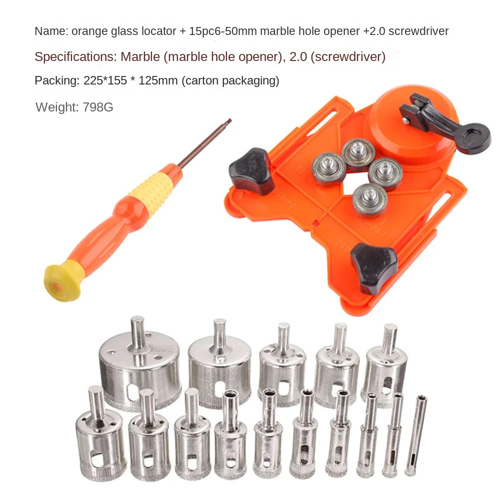 4-83mm Drill Chuck Vacuum Base Sucker with 6-50mm Coated Glass Drill Bit Fit Tile Glass Hole Saw Openings Locator