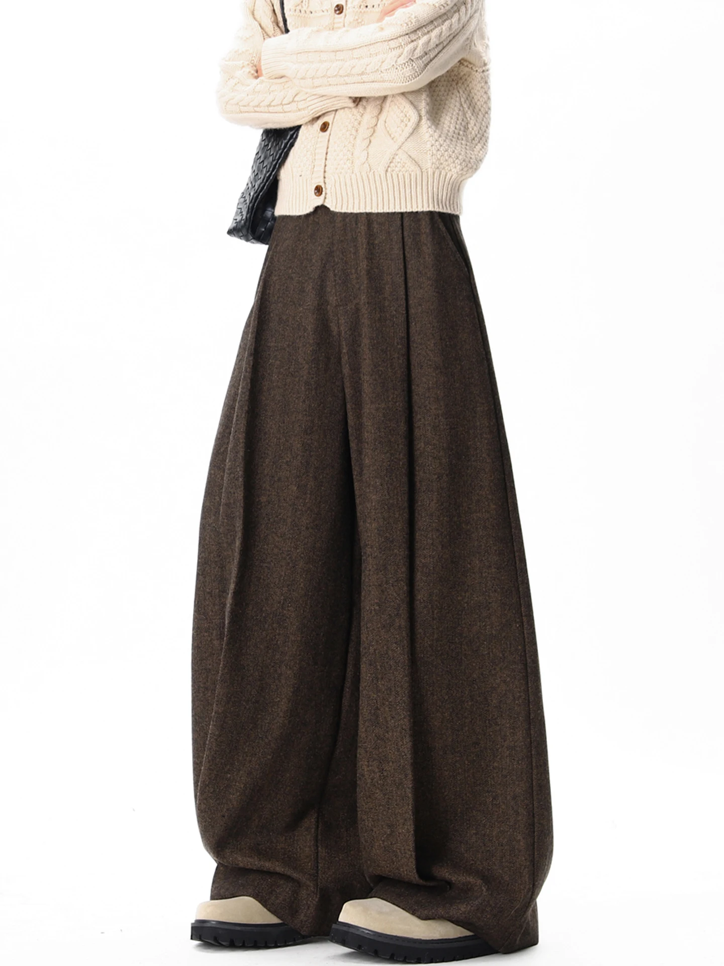 

American Style Casual Trousers Men's Spring Autumn Loose Pure Color Wide Leg Drapey Knife Pants Fashionable Vintage