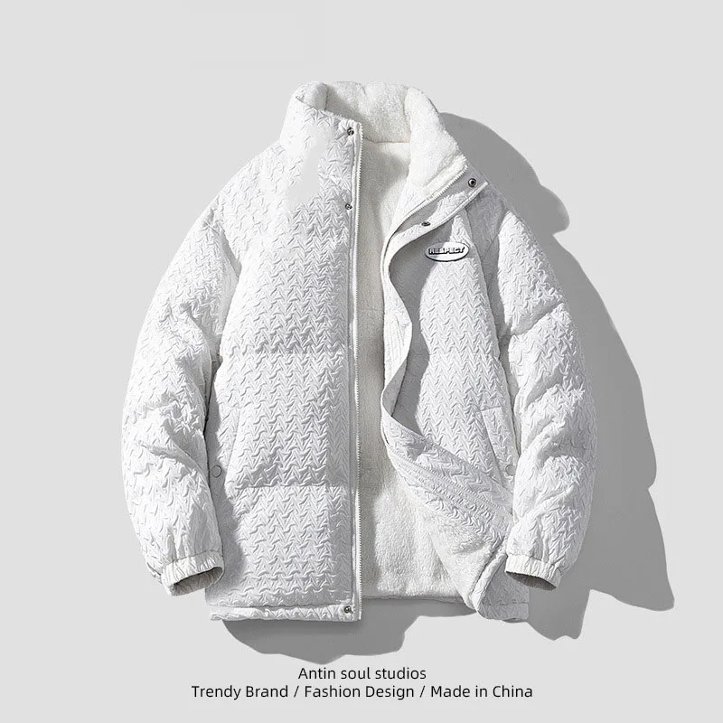 Manteau en coton à carreaux mille oiseaux pour hommes, marque de mode d'hiver, manteau en coton sourire d'agneau, manteau en coton pour couple