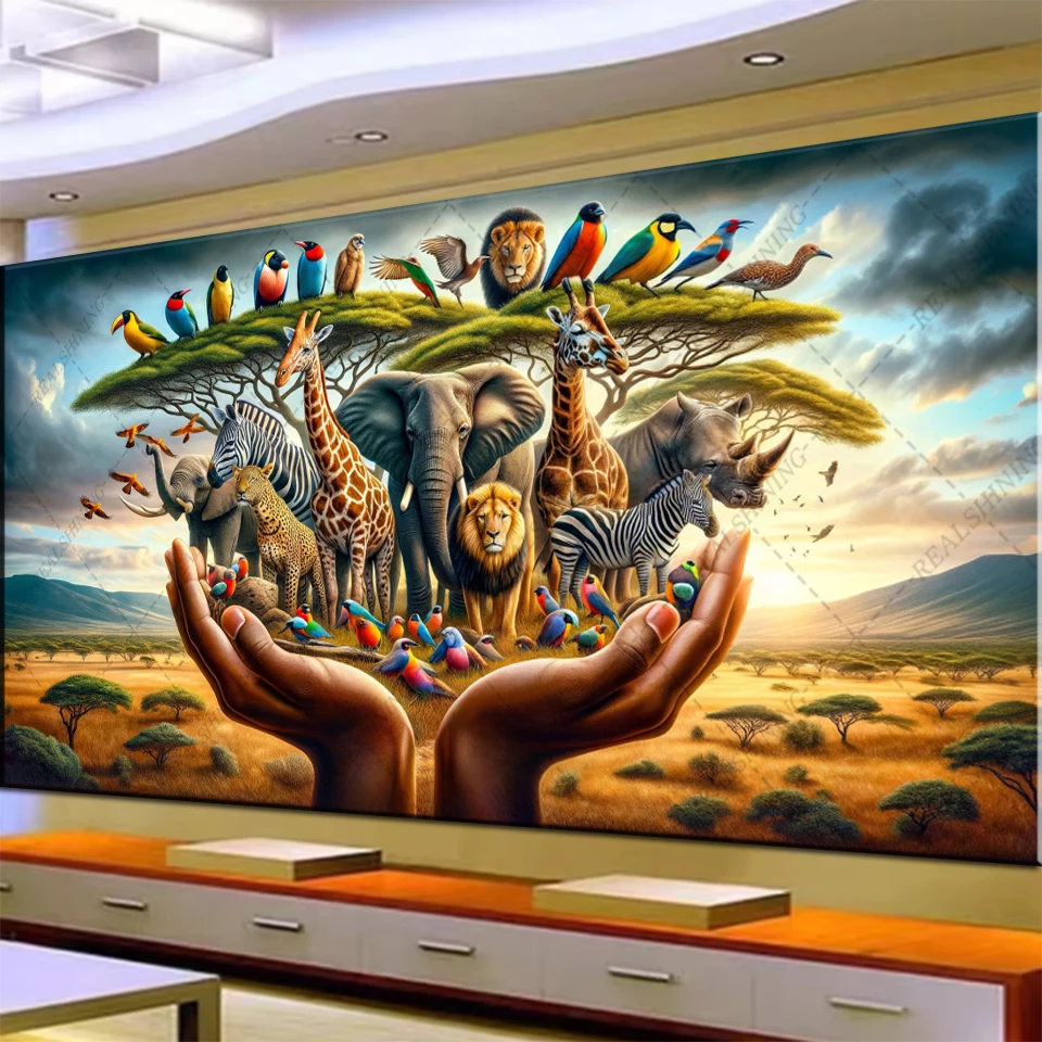 Ecosystems 5D bricolage diamant peinture plein diamant Art rassurant monde des animaux sauvages mosaïque bijoux point de croix grand mur Art