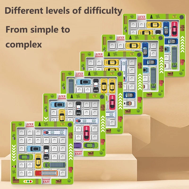 Children's educational puzzle games toys for logical thinking and concentration parking lot with moving vehicles and maze
