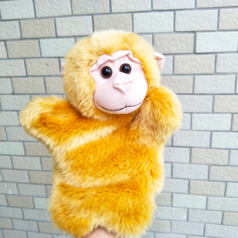 Bebê infantil café macaco mão fantoche brinquedo de pelúcia animal
