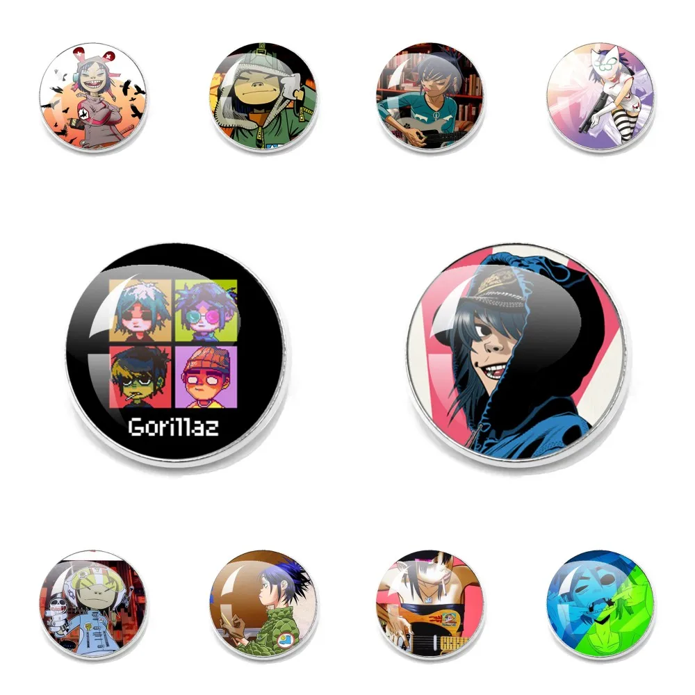 20MM/25MM Gorillaz 2D Noodle Virtual Bands Brooch Badges Backpack Handmade Round Brooches Lapel Pins Decoration Jewelry Gifts