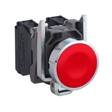 

XB4BA45 XB4BA45= ZB4BZ105+ZB4BA4 Push button, Harmony XB4, metal, flush, red, 22mm, spring return, unmarked, 1NO+1NC