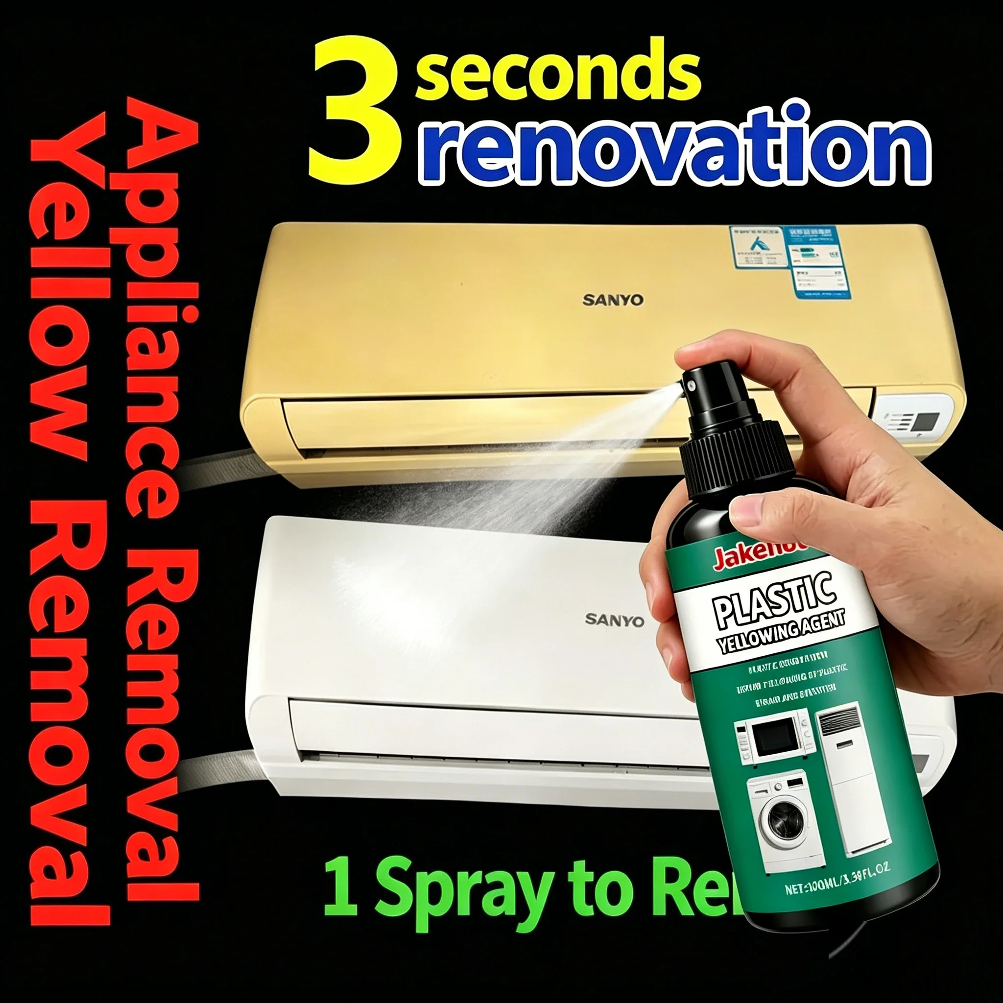 Home AC Coil Foaming Spray Cleaner Plastic Anti-Yellowing Restorer Air Conditioner Household Appliance Plastic Part Renovation