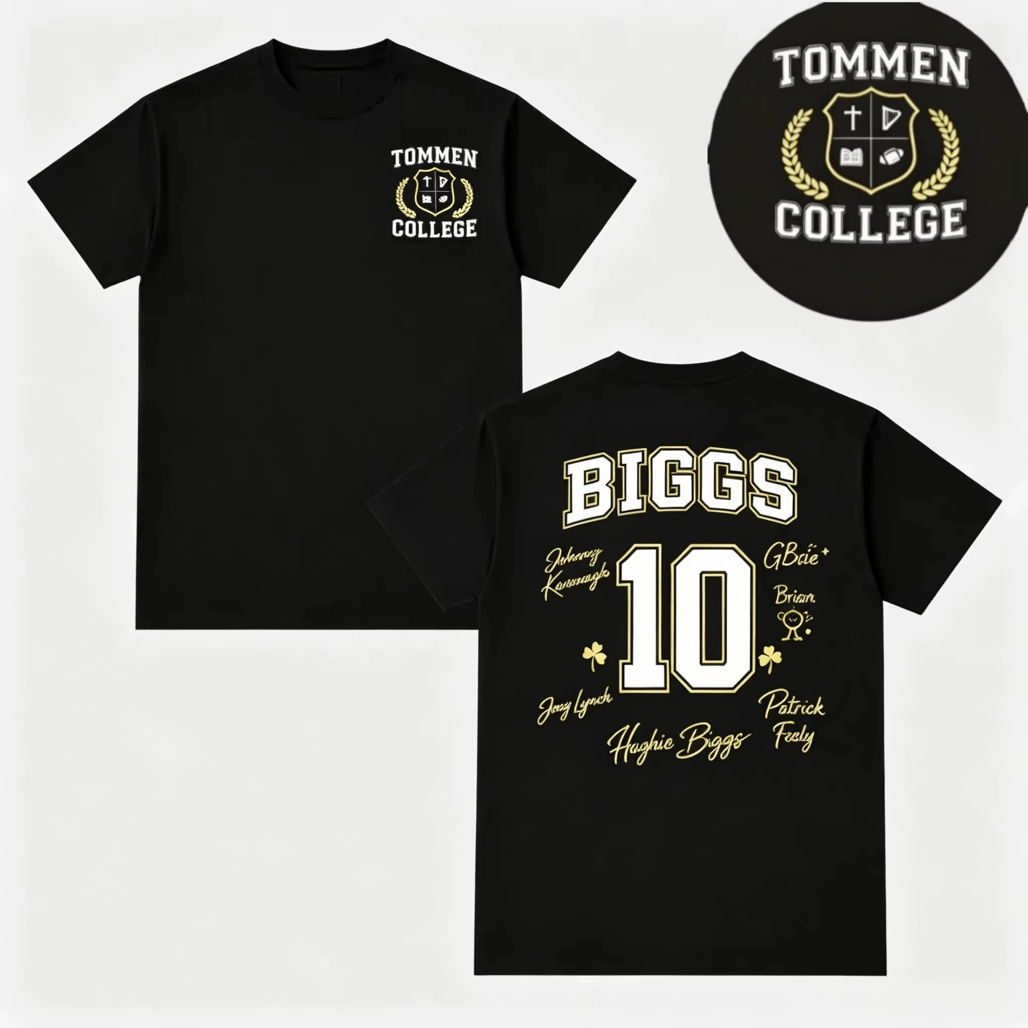 2026 Vintage College Jersey Number Graphic Oversized T-Shirt for Kids Adults Shield Emblem Clover Print Loose Short Sleeve Tops