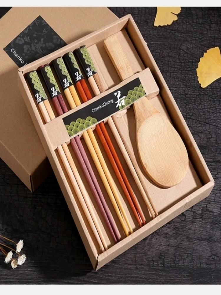 Baguettes chinoises pointues, 5 pièces/ensemble, sans bois, vaisselle domestique longue et créative, sans baguettes, boîte cadeau