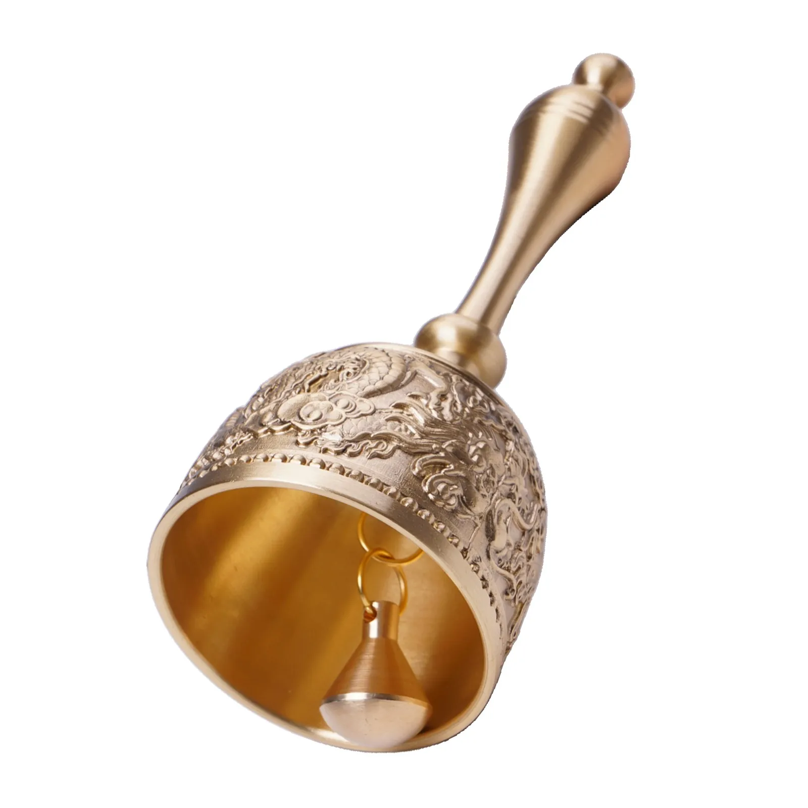 A Retro Brass Hand Bell Perfectly Suited for Restaurant Use for educational Environments or Artistic Displays at Home