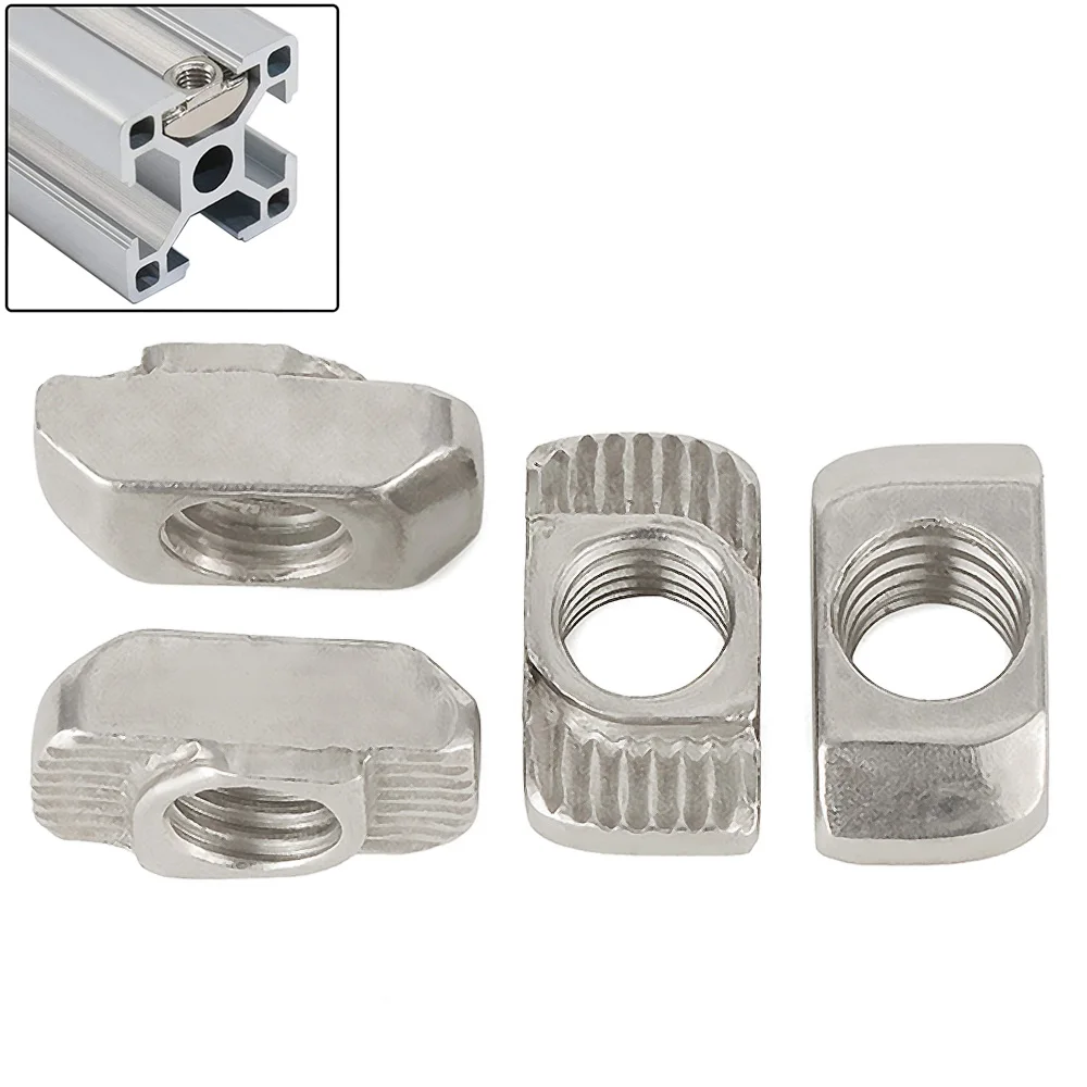 100Pcs/Lot M3 M4 M5 M6 M8 Drop In T Nut Hammer Head Sliding Nut Fasten Connector for 2020 3030 4040 4545 Aluminum Profile