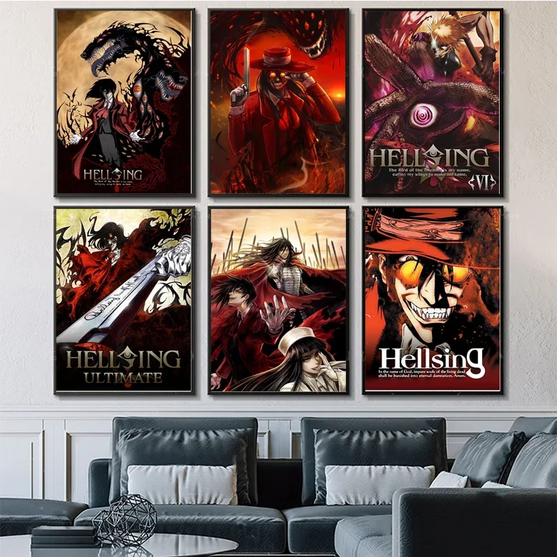 Cartoon Hellsing Poster Anime Posters Sticky HD Quality Poster Wall Art Painting Study Wall Decor