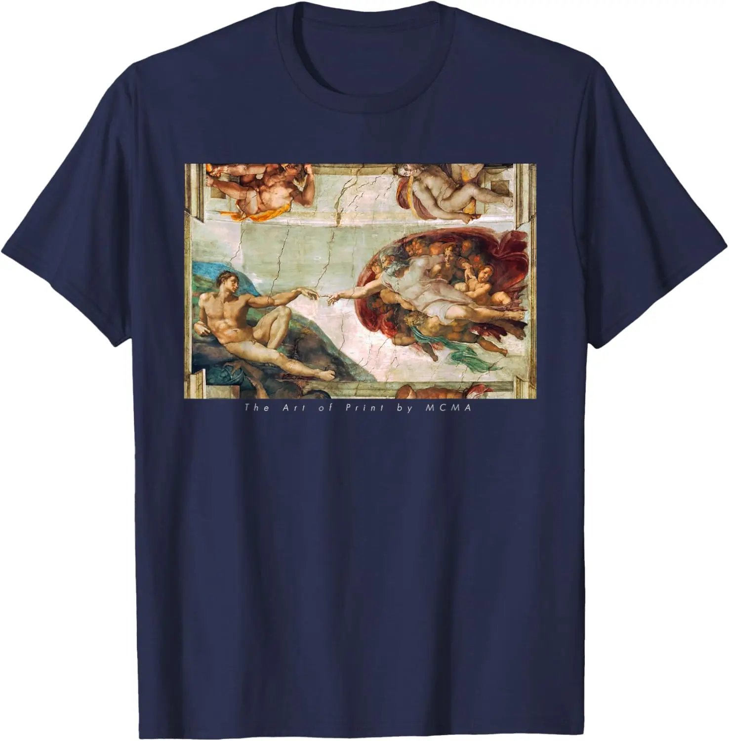 Hot Selling Adam Michelangelo Sistine Chapel Pattern T-shirt Creation for Men and Women Casual Short Sleeved Cotton T-shirt