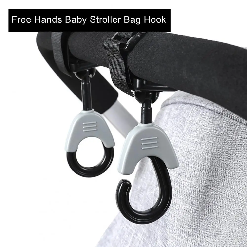 2Pcs Baby Stroller Hanger Strong Load-bearing 360 Degree Rotation Hanger Baby Bag Pram Hook For Household