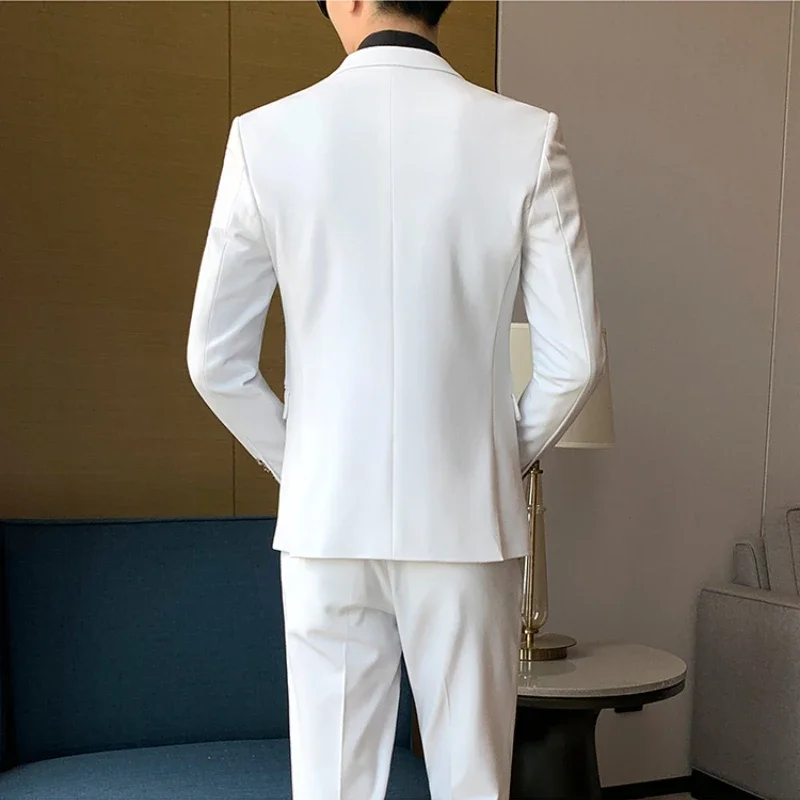 2pcs Suit Set Men's Single/Double-Breasted Business Suit, High-Quality Wedding Suit with Jacket and Pants