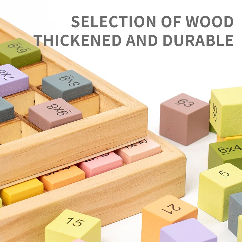 Conjunto de brinquedos de quebra-cabeça de matemática de madeira: tabelas de multiplicação e blocos numéricos em diversos designs - super prático para que as crianças aprendem a matemática e