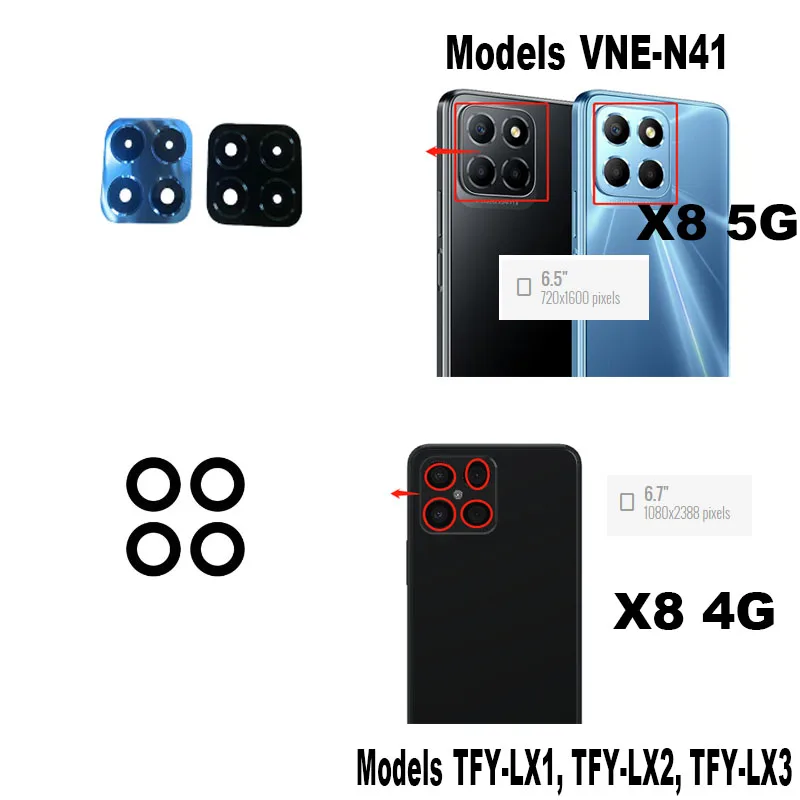 For Huawei Honor X8 Back Camera Glass Lens Rear Camera Glass With Adhesive Sticker Glue 4G 5G