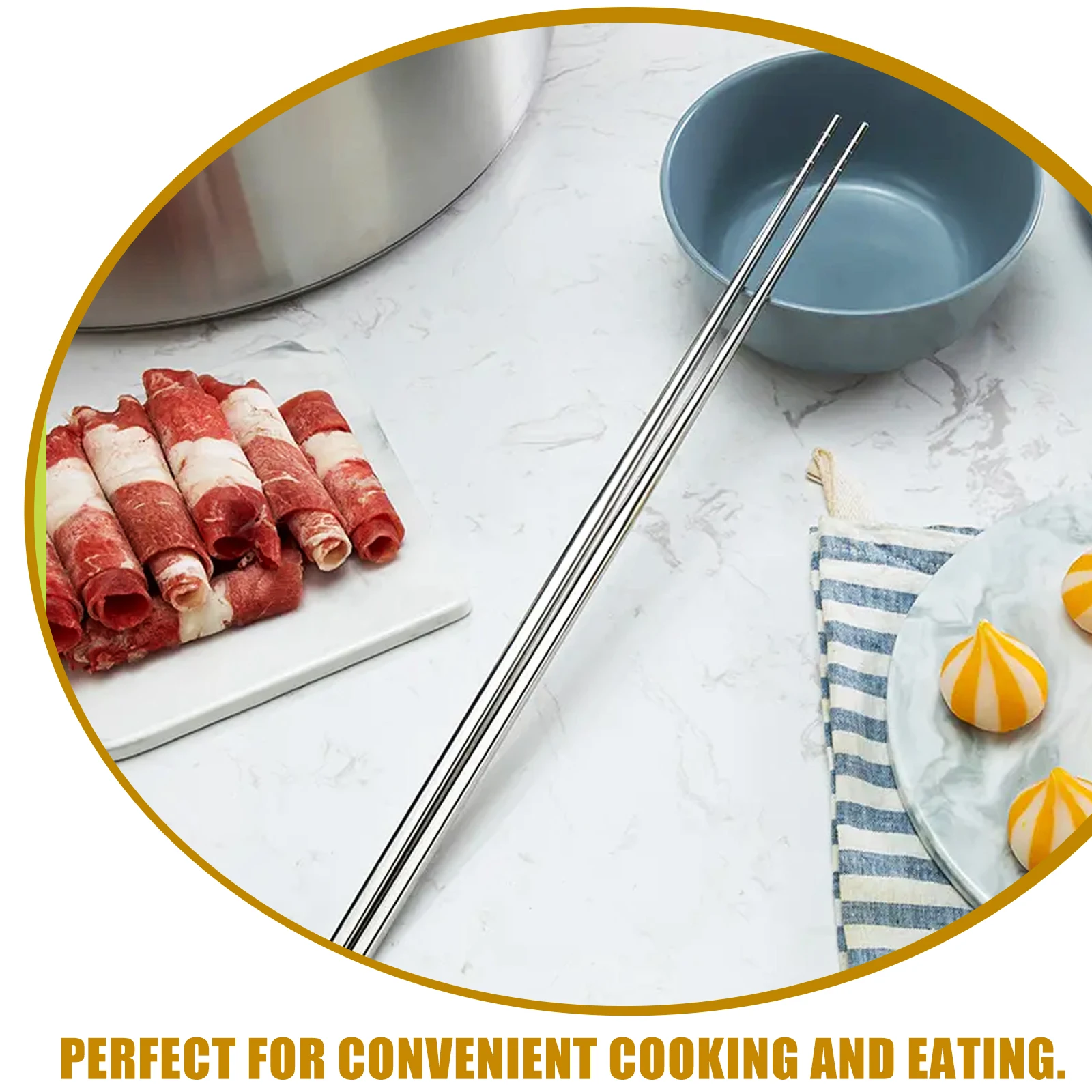 

1 Pair 45Cm Stainless Steel Chopsticks Long Reusable Rust-Resistant Cooking Eating Hot Pot Ramen Multi-Function Dinner