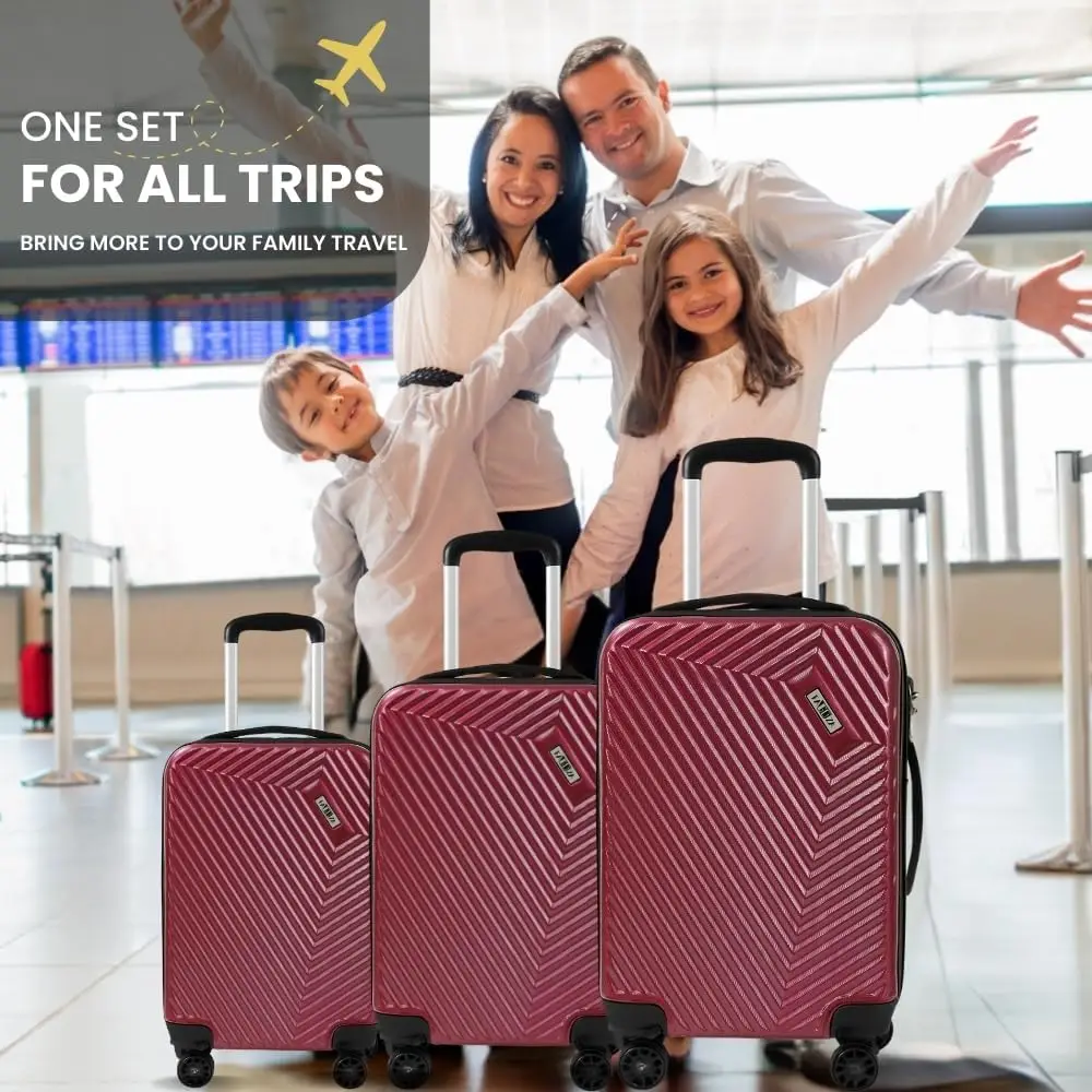 3-Piece Hard Spinner Luggage Set (20'–28') with TSA Lock, PC+ABS, Jet Black