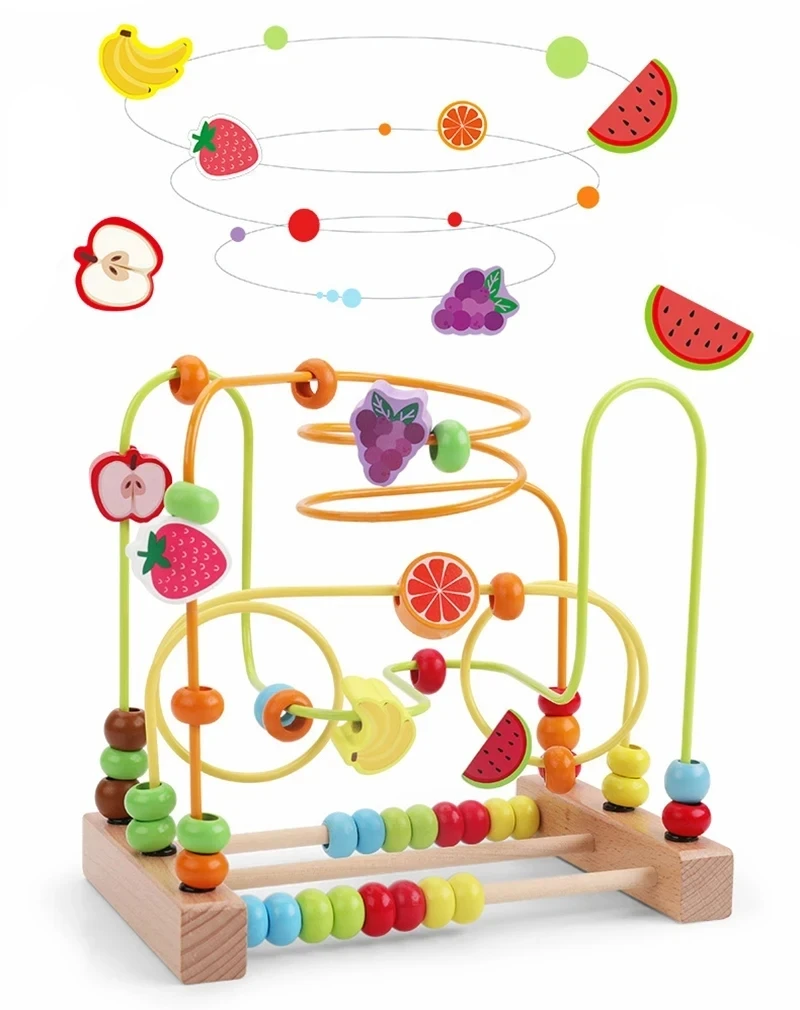 Wooden Bead Maze Toys for Toddler Bead Toy Colorful Roller Coaster Preschool Educational Learning Toys Birthday Gifts 1 2 3 Year