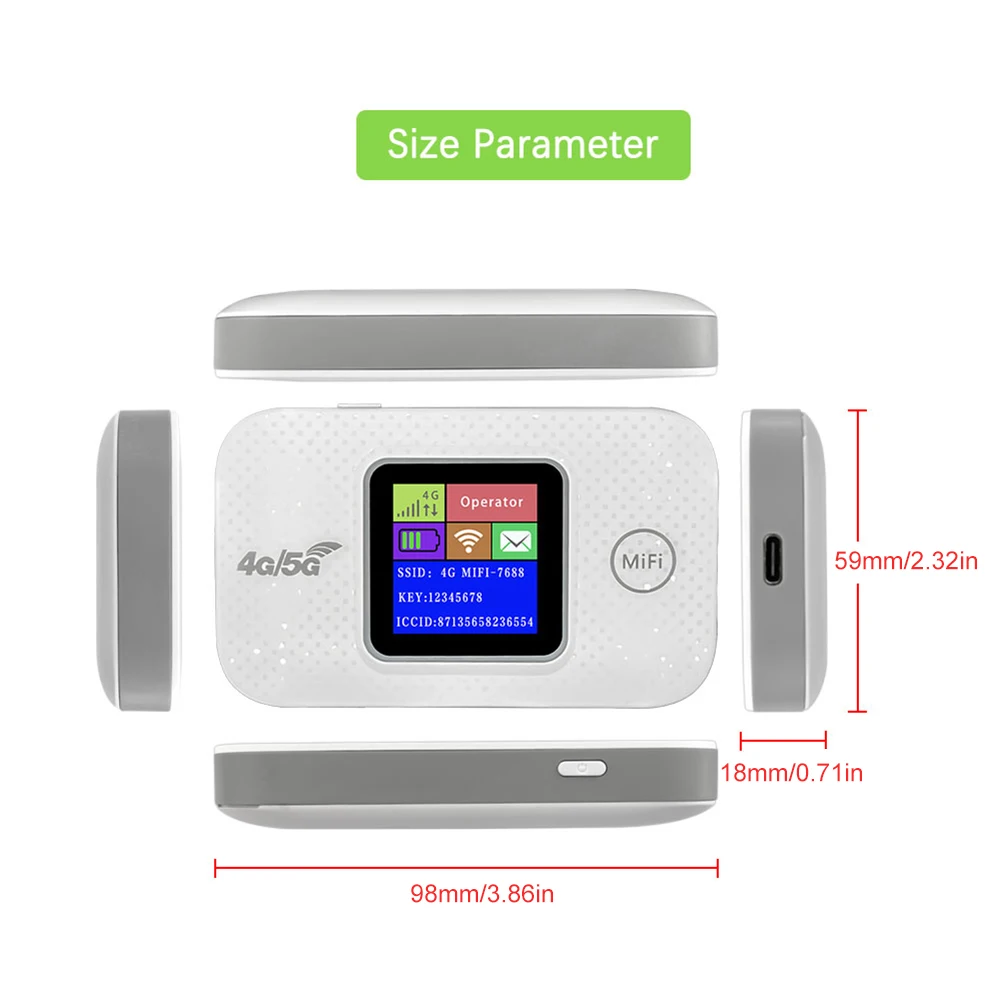 Routeur WiFi sans fil de type C avec emplacement pour carte SIM, 4G, prise en charge de 8 à 10 utilisateurs, 150Mbps, point d'accès mobile de poche