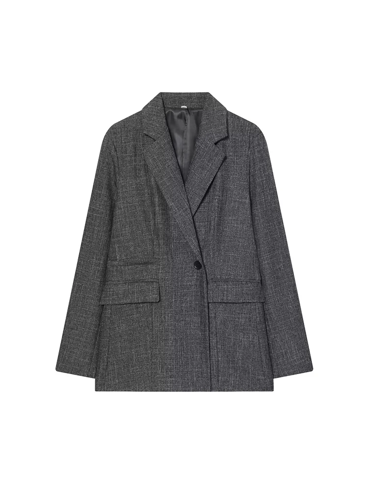 

European-style new women's fashion, versatile, elegant, simple solid color straight-cut long-sleeved suit jacket
