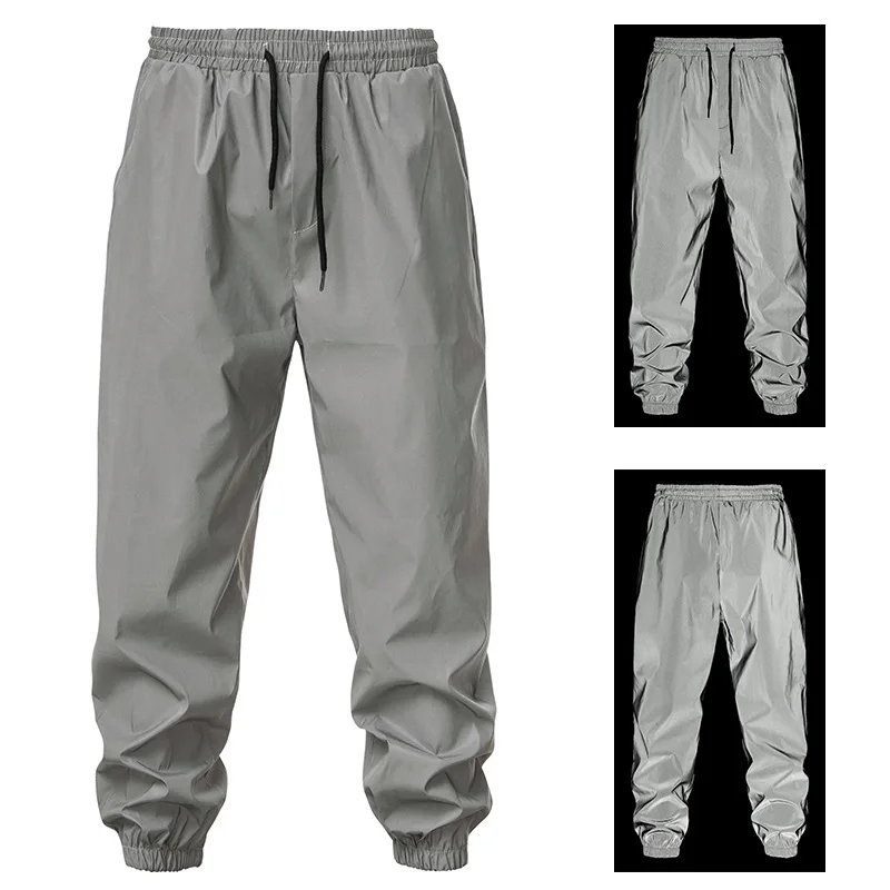 

Reflective Pants for Men's Hip-hop Dance Fluorescent Pants, Casual Harajuku Night Sports Jogging Pants, Hollowed Out