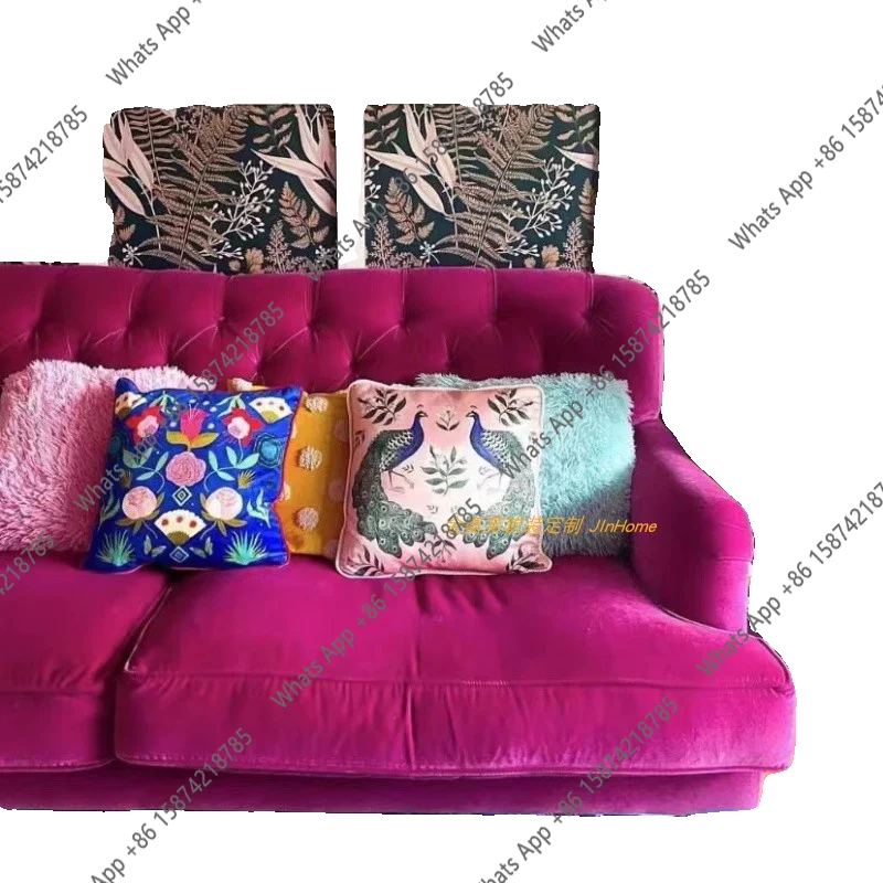 

Rt Retro British Velvet Straight Row Xiaohongshu European And American Bed And Breakfast Living Room Size Apartment Sofa