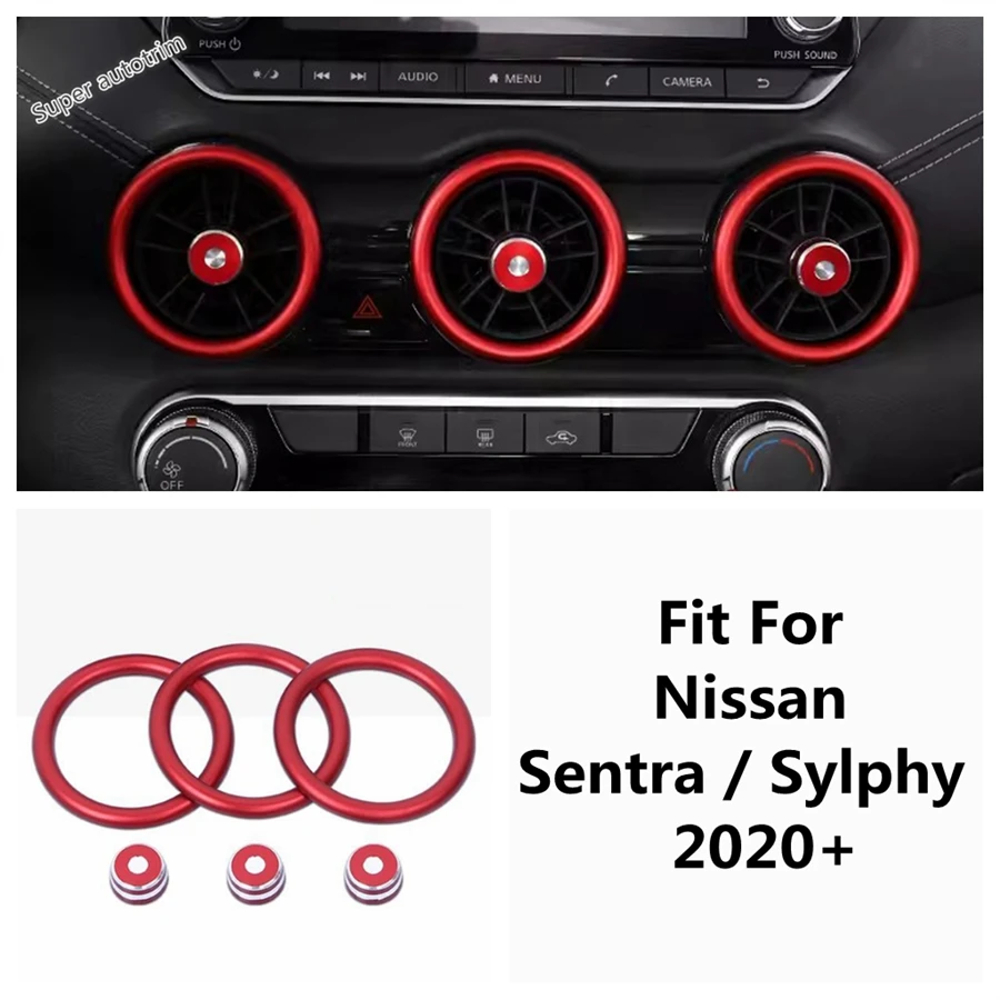 

Car Central Dashboard Middle AC Air Conditioning Vent Ring Circle Cover Trim Accessories For Nissan Sentra / Sylphy 2020 - 2024