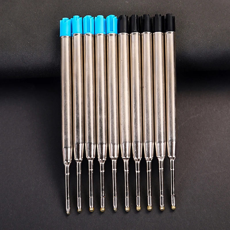 10pcs 0.5mm G2 Metal Roller Ballpoint Pen Refill Medium Nib Blue Black Color Ink Ball Pens Refill For School Office Writing