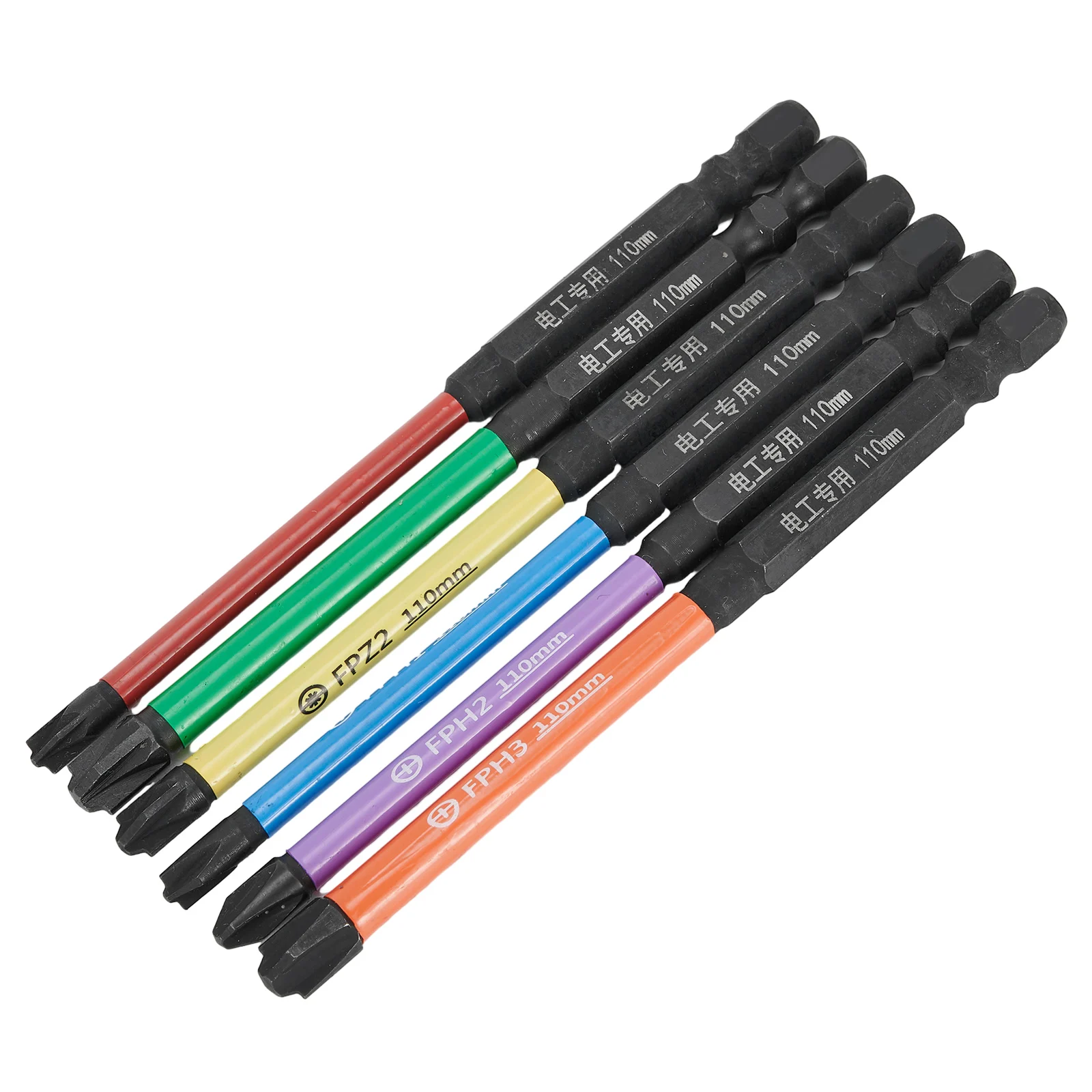 

6pcs 110mm Magnetic Special Slotted Cross Screwdriver Bit For Electrician FPH-FPZ Alloy Steel Anti-slip Electrician Power Tool