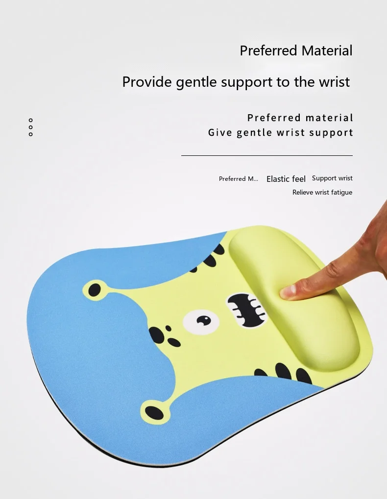 Schaumstoff-Handgelenkauflage Mauspad 6 Farben Büro Gaming Ergonomische Rutschfeste Schreibtischunterlage Niedliches Muster – Detail 4