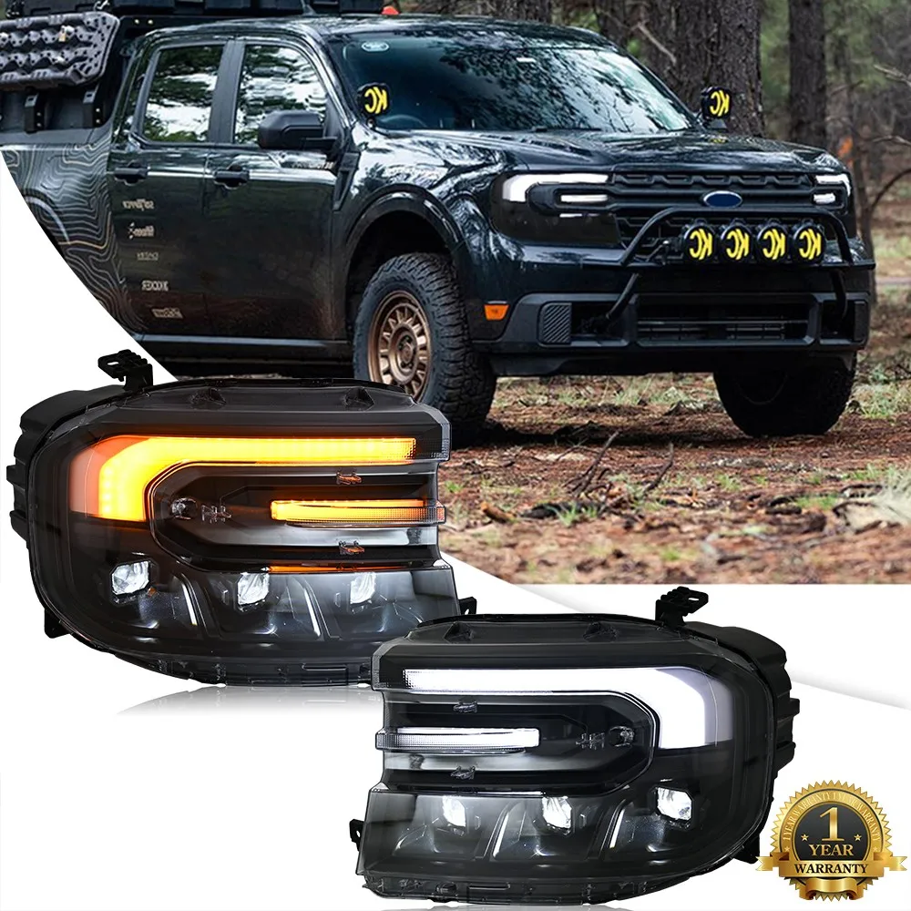 

1 комплект, полностью светодиодные фары для проектора в сборе для Ford Maverick 2022-2024, фары, последовательные указатели поворота, передние фары