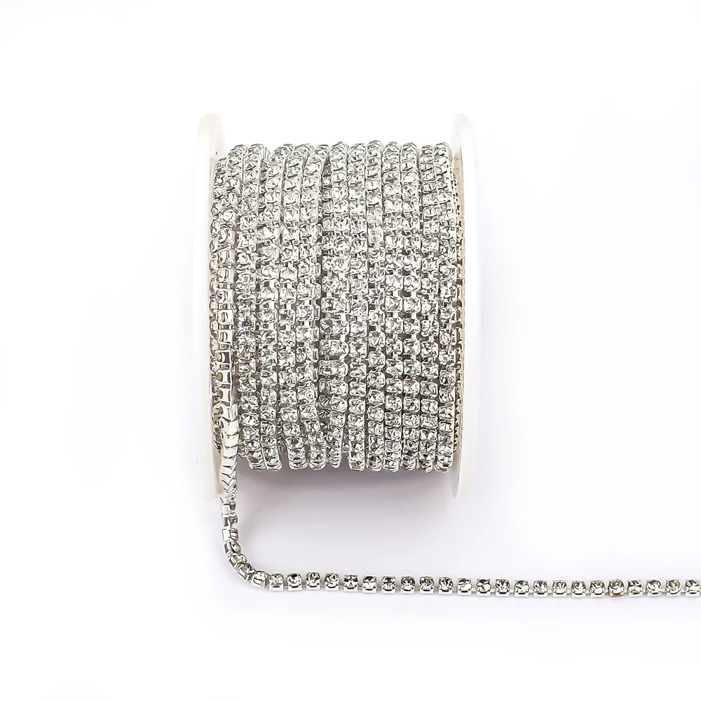 1Yard 10Yards/roll SS6-SS16 Glitter Crystal Rhinestone Chain Sew-On Glue-On For Clothes DIY Garment Accessories trim Cup Chain