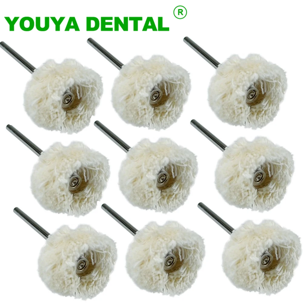 

10pcs/Bag Dental Polishing Brush Cotton Polishing Wheel Polisher Brushes For Low Speed Contra Angle Handpiece Dentistry Material