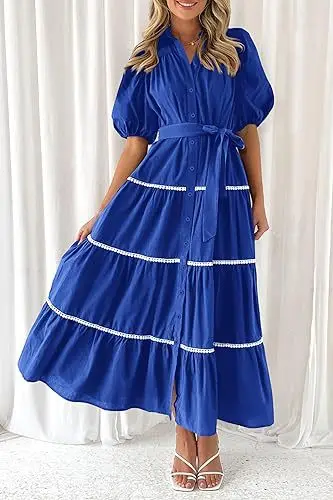 Vestido de blusa longa plissada feminino, túnica de cintura, mangas meio sopro, linha A, várias camadas, plus size, escritório, outono, verão, preto, azul, 2XL