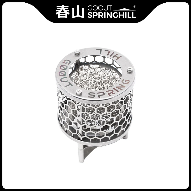 Goout Springhill เตาทําความร้อนแก๊สขนาดเล็ก ฝาครอบเครื่องทําความร้อนสแตนเลส ทนต่อการสึกหรอ เตาทําความร้อนแบบพกพาสําหรับตั้งแคมป์กลางแจ้ง