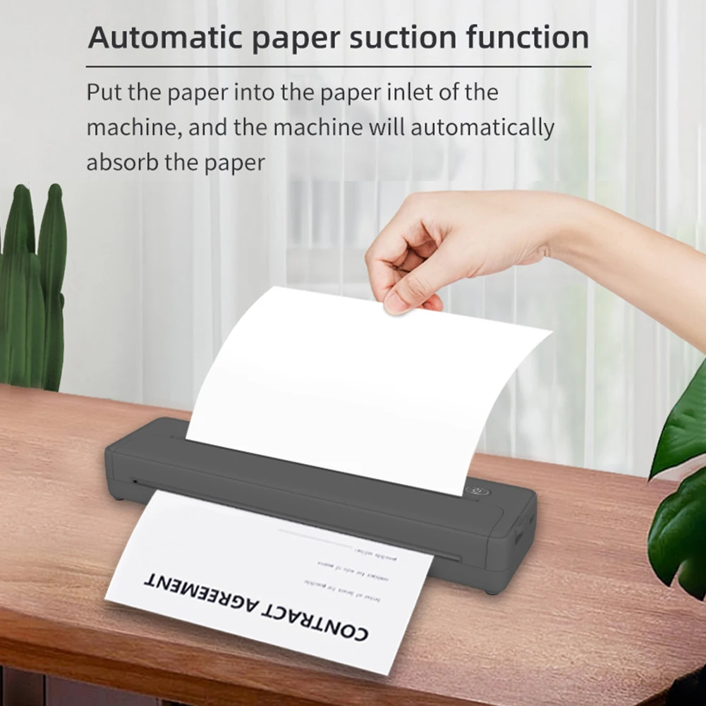 A4 Printer termal portabel 203DPI Bluetooth nirkabel kompatibel Printer perjalanan seluler tanpa tinta kompatibel dengan ponsel pintar & PC
