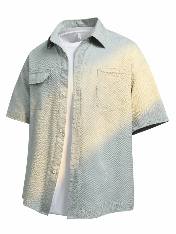 

Loose Fit Men's Summer T-irt ort Sve Five Button Collar irt Casual Youth Faion Polyester Fiber Easy Care Summer irt