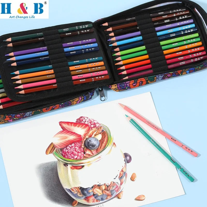 H&B Colored Pencils for Kids 72/120 Colors Oil/Mixed Lead Painting Art Supplies Graffiti Drawing Back to School Items Lapis Cor