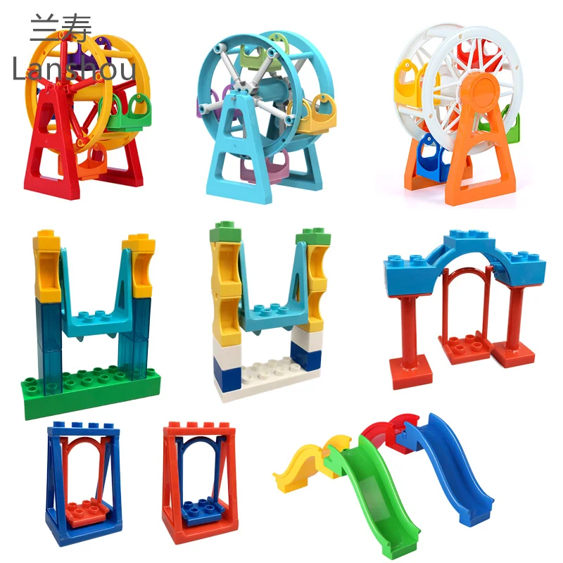 

Big Building Blocks Accessory Playground Spin Parts Slide Ladder Gear Swing Compatible Bricks Baby Assemble Interactive Toy Gift