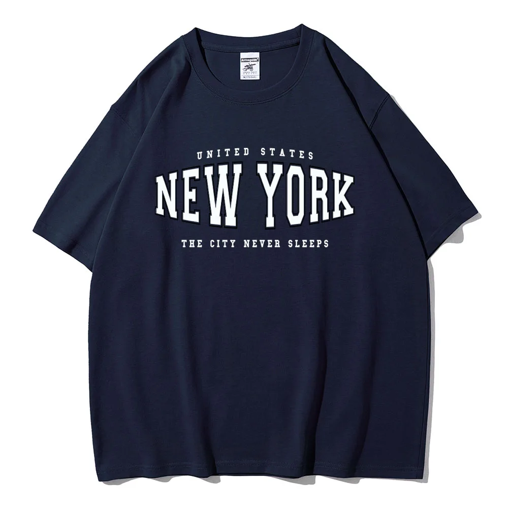 United States New York The City Never Sleeps Women T-Shirt Street Casual T Shirt Oversized Soft Tees Cotton Breathable T Shirts