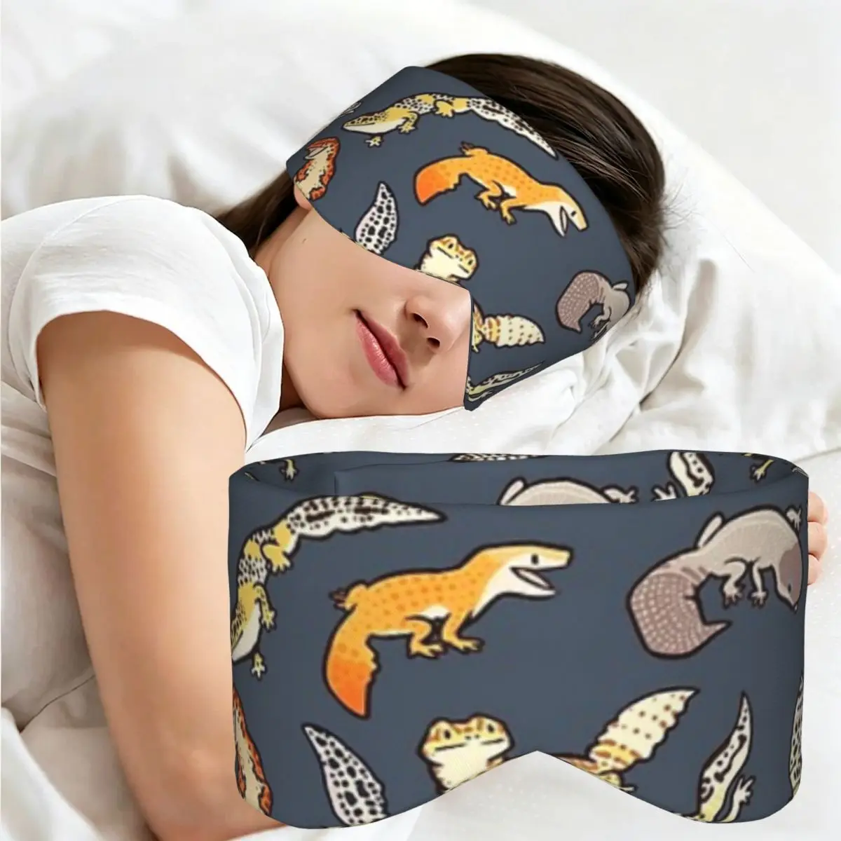 Chub Geckos In Dark Grey sleep eye mask Light Blocking Portable Eye Cover for Girls Boys Home Sleeping Party Eyeshade eyepatch