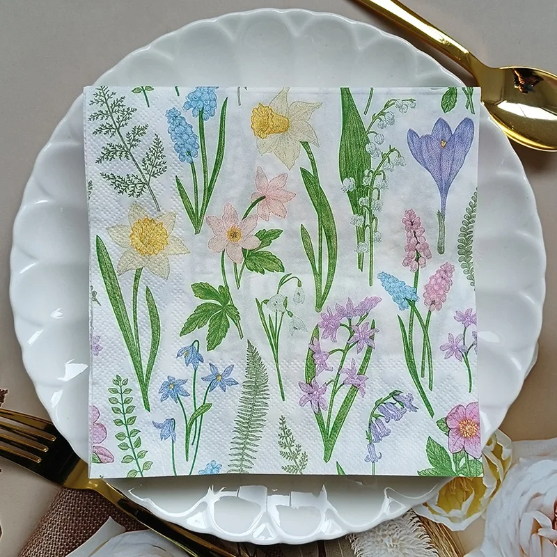 20/60Pcs Floral Printed Paper Napkins, 2-Ply Disposable Napkins for Baby Shower Birthday Party - Table Decor Tissue Supplies