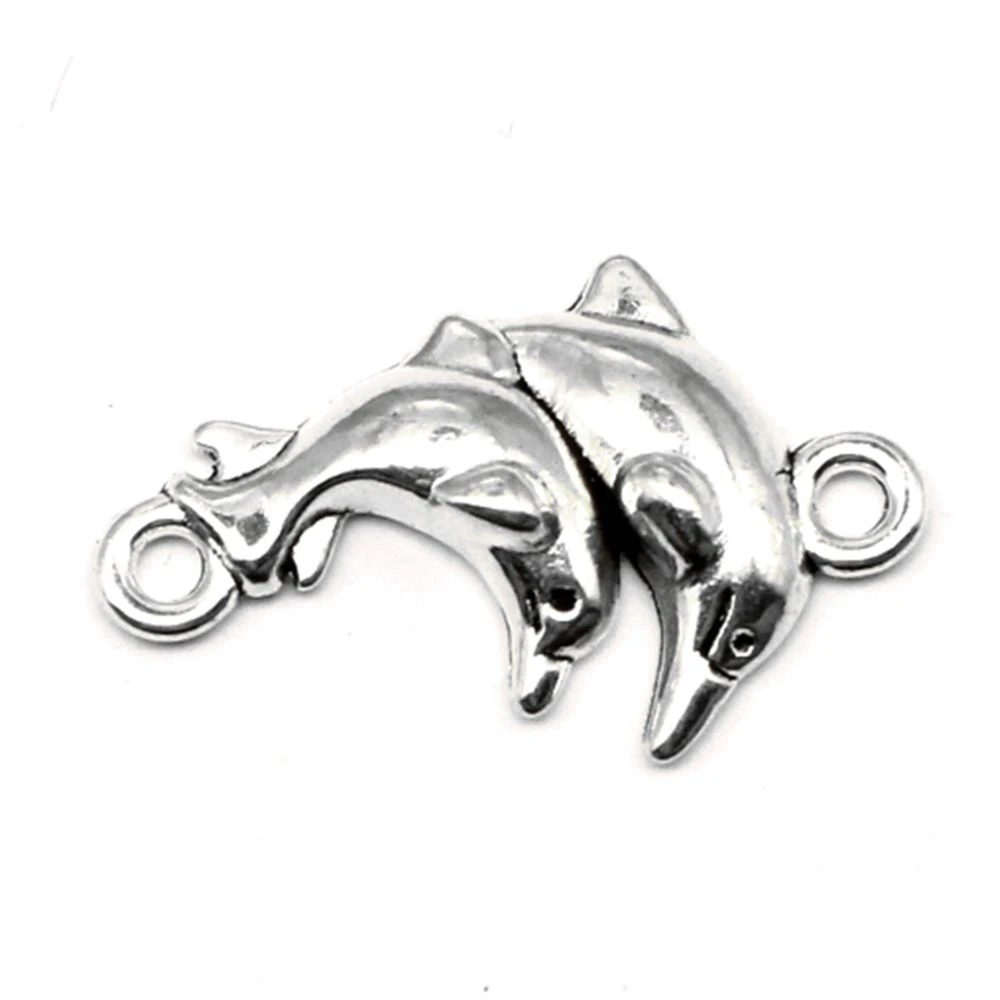 100pcs Wholesale Jewelry Lots Dolphin Charms Pendant Supplies For Jewelry Materials 17x27mm